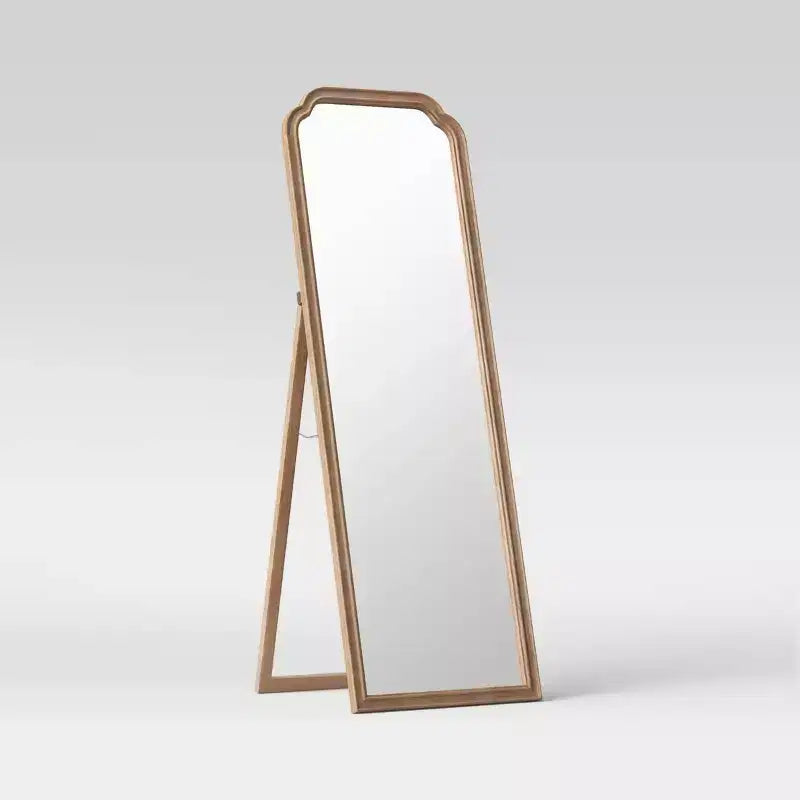 Specchio da Terra a Figura Intera in Stile Country Francese con Supporto a Cavalletto, Cornice in Legno Marrone, 60"