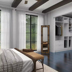Specchio da terra rustico a figura intera, cornice in legno marrone e metallo, altezza 68", autoportante