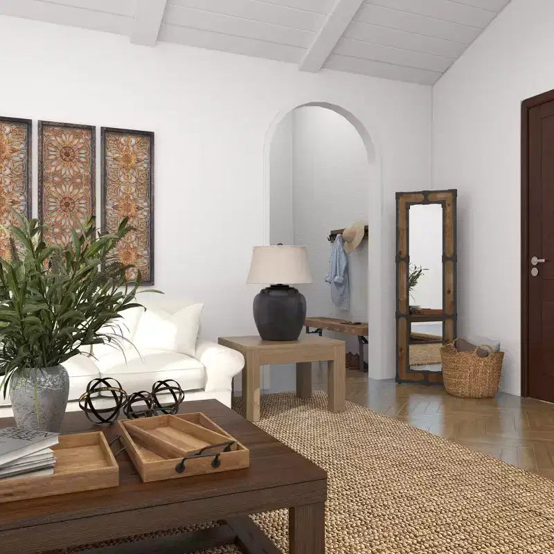 Specchio da terra rustico a figura intera, cornice in legno marrone e metallo, altezza 68", autoportante