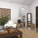 Specchio da terra rustico a figura intera, cornice in legno marrone e metallo, altezza 68", autoportante