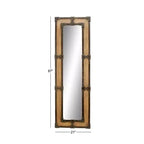 Specchio da terra rustico a figura intera, cornice in legno marrone e metallo, altezza 68", autoportante