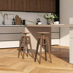 Sgabello da bar regolabile in legno massello di rovere, noce, senza schienale, stile minimalista