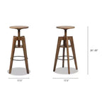 Sgabello da bar regolabile in legno massello di rovere, noce, senza schienale, stile minimalista