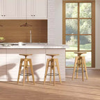 Sgabello da bar regolabile in legno massello di rovere, noce, senza schienale, stile minimalista