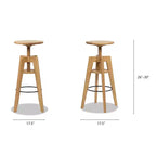 Sgabello da bar regolabile in legno massello di rovere, noce, senza schienale, stile minimalista