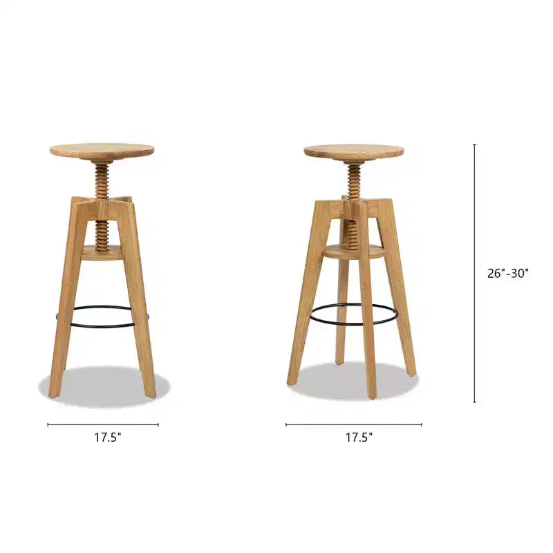Sgabello da bar regolabile in legno massello di rovere, noce, senza schienale, stile minimalista