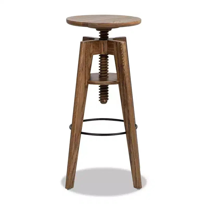Sgabello da bar regolabile in legno massello di rovere, noce, senza schienale, stile minimalista