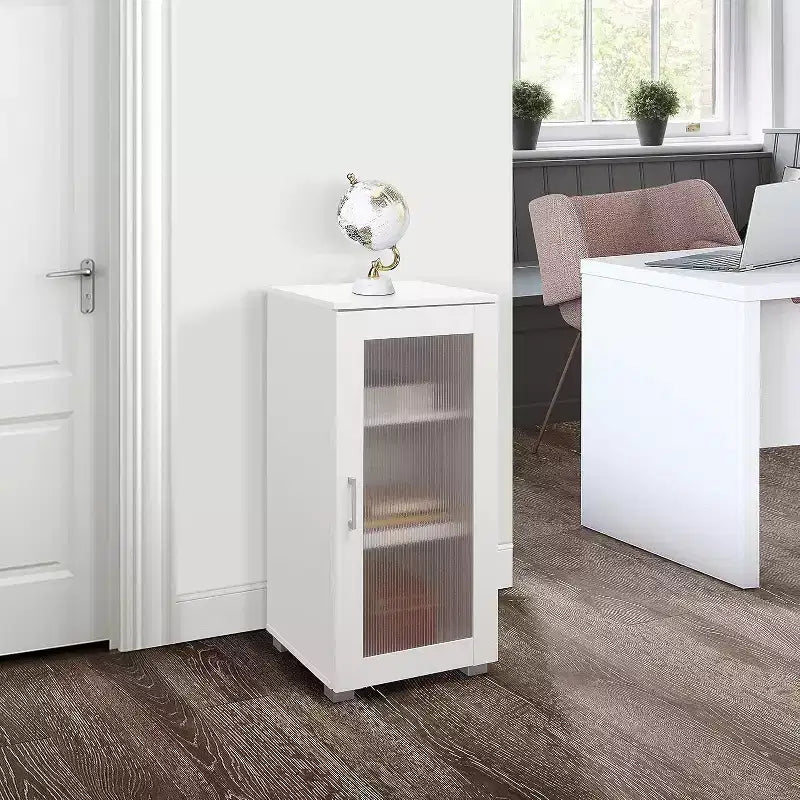 Credenza a Buffet d'Accento con Anta in Vetro Satinato e 2 Ripiani Regolabili
