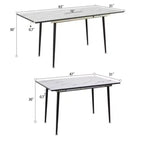 Tavolo da Pranzo Quadrato in MDF Effetto Marmo Allungabile, Cucina e Sala da Pranzo Industriale, Gambe Affusolate in Metallo