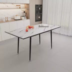 Tavolo da Pranzo Quadrato in MDF Effetto Marmo Allungabile, Cucina e Sala da Pranzo Industriale, Gambe Affusolate in Metallo