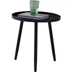 Tavolino / Comodino rotondo in metallo nero, design minimalista a piedistallo