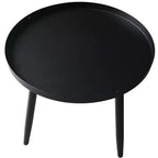 Tavolino / Comodino rotondo in metallo nero, design minimalista a piedistallo