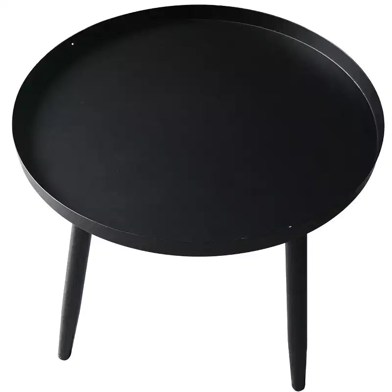 Tavolino / Comodino rotondo in metallo nero, design minimalista a piedistallo