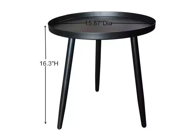 Tavolino / Comodino rotondo in metallo nero, design minimalista a piedistallo