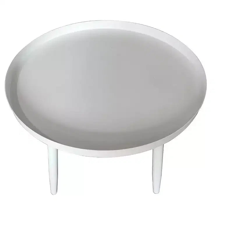 Tavolino / Comodino rotondo in metallo nero, design minimalista a piedistallo
