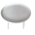 Tavolino / Comodino rotondo in metallo nero, design minimalista a piedistallo