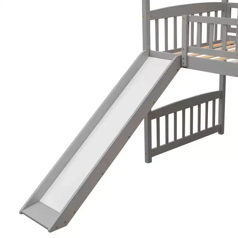 Letto a soppalco a capanna per bambini con scivolo, in legno massello di pino, capacità 136 kg