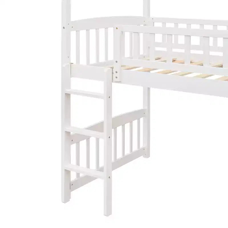Letto a soppalco a capanna per bambini con scivolo, in legno massello di pino, capacità 136 kg