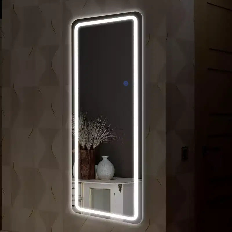 PexFix Specchio Moderno Rettangolare a Figura Intera Senza Cornice con Angoli Arrotondati, Argento, 40,6 cm L x 160 cm A