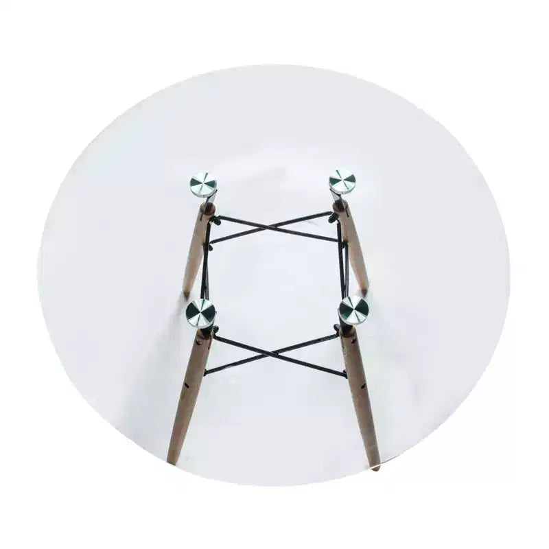 Tavolo da pranzo bistrot rotondo mid-century da 80 cm, piano in vetro temperato o MDF, base Eiffel