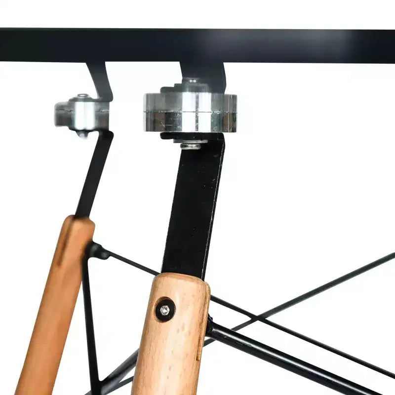 Tavolo da pranzo bistrot rotondo mid-century da 80 cm, piano in vetro temperato o MDF, base Eiffel