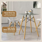 Tavolo da pranzo bistrot rotondo mid-century da 80 cm, piano in vetro temperato o MDF, base Eiffel