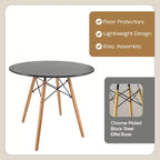 Tavolo da pranzo bistrot rotondo mid-century da 80 cm, piano in vetro temperato o MDF, base Eiffel