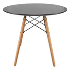 Tavolo da pranzo bistrot rotondo mid-century da 80 cm, piano in vetro temperato o MDF, base Eiffel