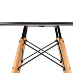 Tavolo da pranzo bistrot rotondo mid-century da 80 cm, piano in vetro temperato o MDF, base Eiffel