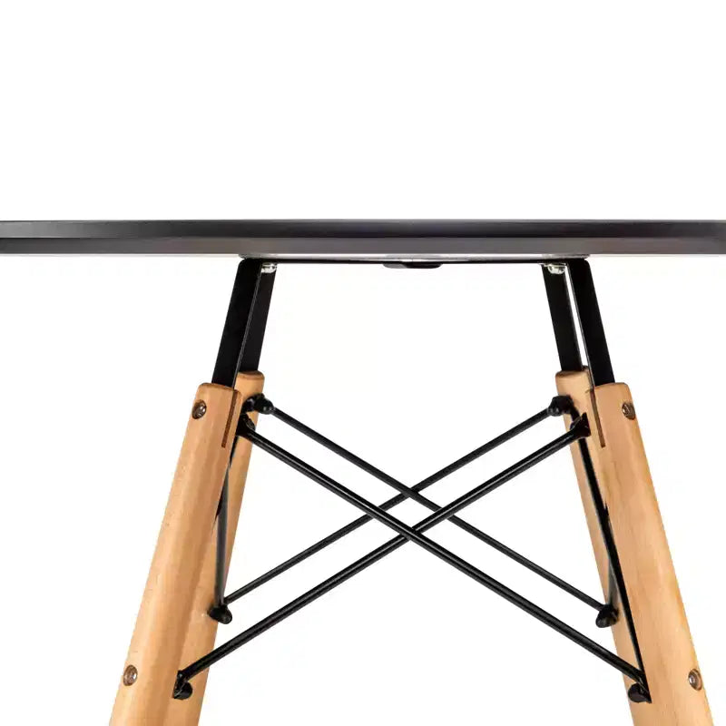Tavolo da pranzo bistrot rotondo mid-century da 80 cm, piano in vetro temperato o MDF, base Eiffel