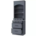 Dispensa da Cucina Autoportante da 212,6 cm con Top Effetto Marmo, 5 Cassetti e Ripiani