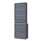 Dispensa da Cucina Autoportante da 212,6 cm con Top Effetto Marmo, 5 Cassetti e Ripiani