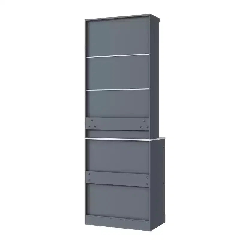 Dispensa da Cucina Autoportante da 212,6 cm con Top Effetto Marmo, 5 Cassetti e Ripiani