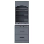 Dispensa da Cucina Autoportante da 212,6 cm con Top Effetto Marmo, 5 Cassetti e Ripiani