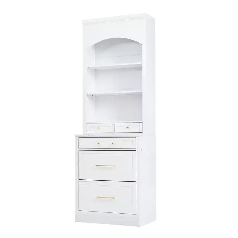 Dispensa da Cucina Autoportante da 212,6 cm con Top Effetto Marmo, 5 Cassetti e Ripiani