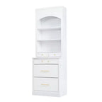 Dispensa da Cucina Autoportante da 212,6 cm con Top Effetto Marmo, 5 Cassetti e Ripiani