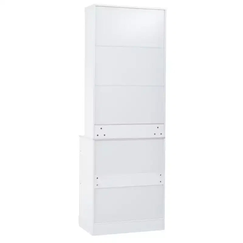 Dispensa da Cucina Autoportante da 212,6 cm con Top Effetto Marmo, 5 Cassetti e Ripiani