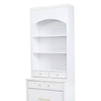 Dispensa da Cucina Autoportante da 212,6 cm con Top Effetto Marmo, 5 Cassetti e Ripiani