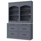 Dispensa da Cucina Autoportante da 212,6 cm con Top Effetto Marmo, 5 Cassetti e Ripiani