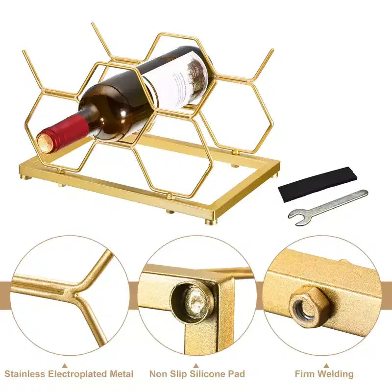 Portabottiglie da appoggio autoportante Unique Bargains con struttura geometrica salvaspazio