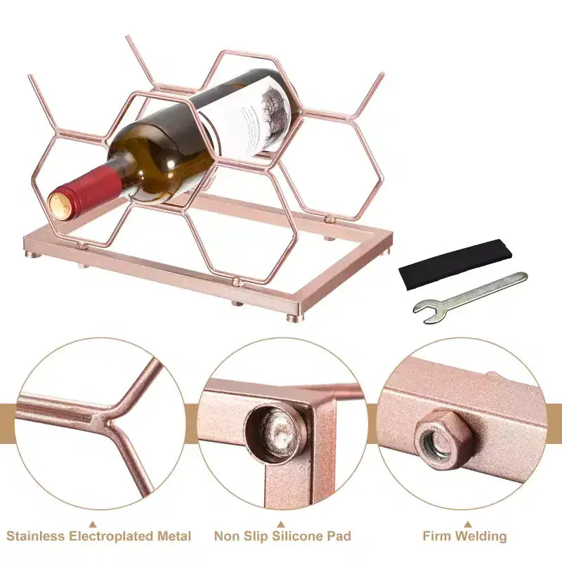 Portabottiglie da appoggio autoportante Unique Bargains con struttura geometrica salvaspazio