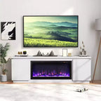 Mobile TV con camino per TV fino a 80", Camino elettrico, 3 ripiani regolabili