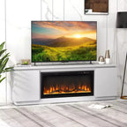 Mobile TV con camino per TV fino a 80", Camino elettrico, 3 ripiani regolabili