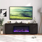Mobile TV con camino per TV fino a 80", Camino elettrico, 3 ripiani regolabili