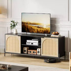 Mobile TV in Rattan da 65" e Centro Intrattenimento per TV fino a 75", Contenitore per Soggiorno