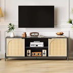 Mobile TV in Rattan da 65" e Centro Intrattenimento per TV fino a 75", Contenitore per Soggiorno