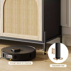 Mobile TV in Rattan da 65" e Centro Intrattenimento per TV fino a 75", Contenitore per Soggiorno