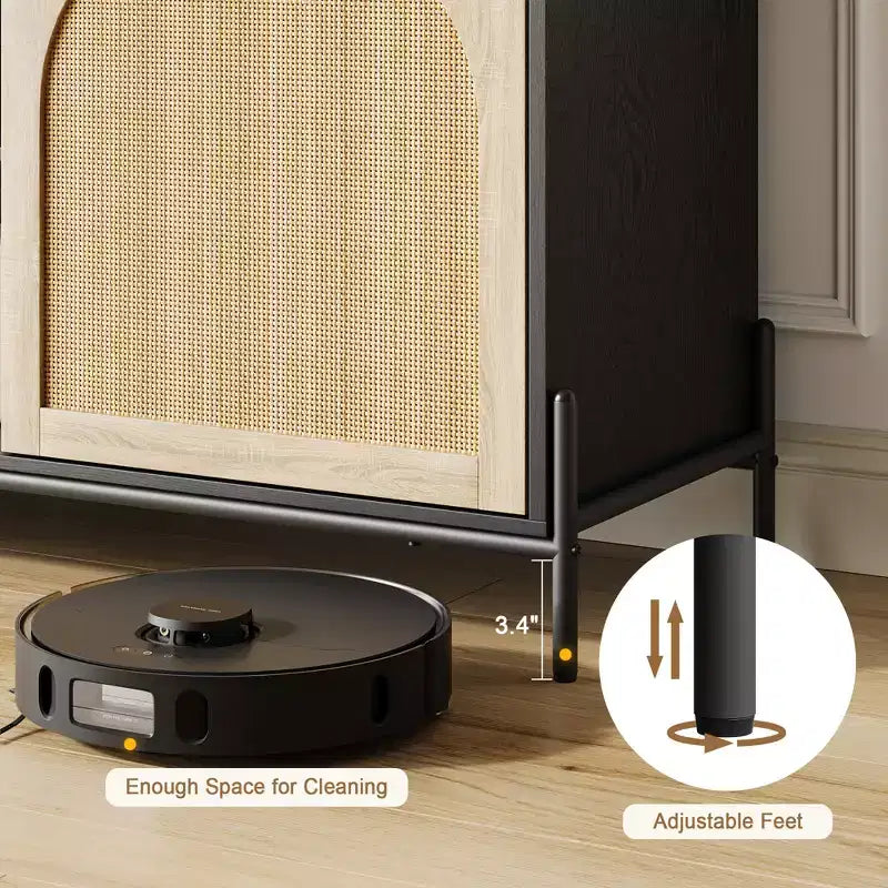 Mobile TV in Rattan da 65" e Centro Intrattenimento per TV fino a 75", Contenitore per Soggiorno