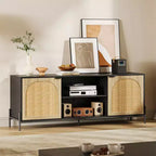 Mobile TV in Rattan da 65" e Centro Intrattenimento per TV fino a 75", Contenitore per Soggiorno
