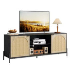 Mobile TV in Rattan da 65" e Centro Intrattenimento per TV fino a 75", Contenitore per Soggiorno